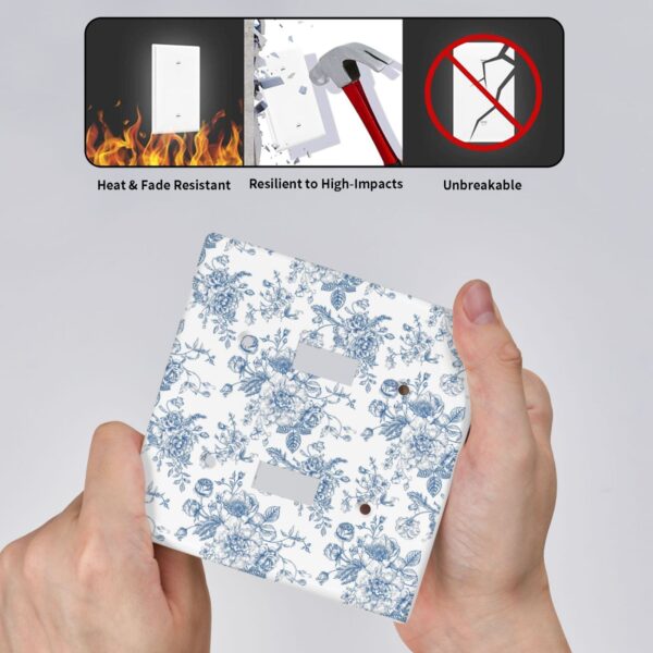 1Pcs Blue Flower Line Art Switch Plates And Outlet Covers  Wall Plate Cover  Light Switch Plate  Unbreakable Polycarbonate Thermoplastic  Decorative switch and socket covers for home kitchen decoration - Image 2