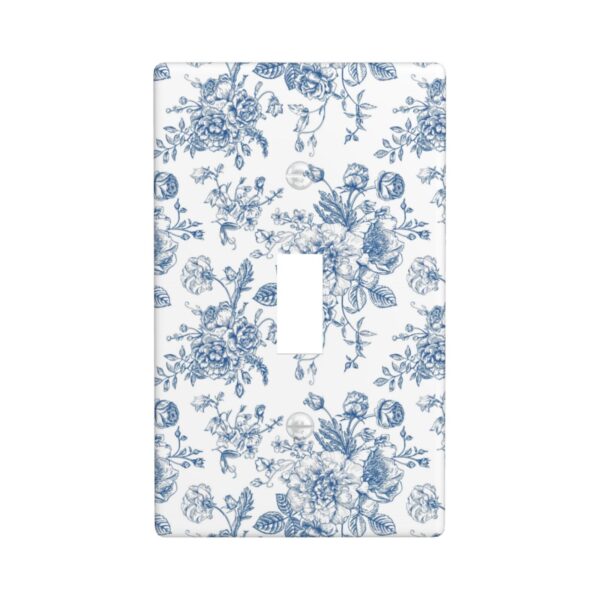 1Pcs Blue Flower Line Art Switch Plates And Outlet Covers  Wall Plate Cover  Light Switch Plate  Unbreakable Polycarbonate Thermoplastic  Decorative switch and socket covers for home kitchen decoration