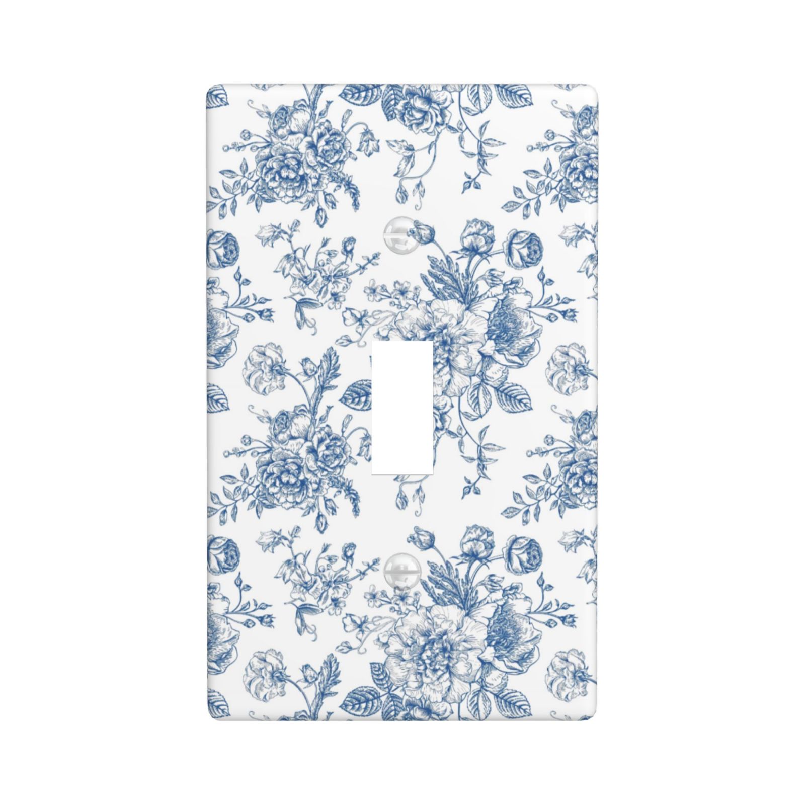 1Pcs Blue Flower Line Art Switch Plates And Outlet Covers Wall Plate Cover Light Switch Plate Unbreakable Polycarbonate Thermoplastic Decorative switch and socket covers for home kitchen decoration
