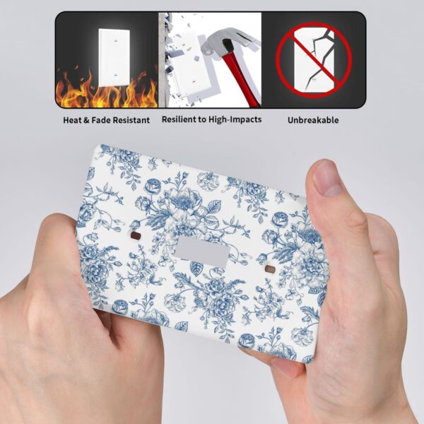 1Pcs Blue Flower Line Art Switch Plates And Outlet Covers  Wall Plate Cover  Light Switch Plate  Unbreakable Polycarbonate Thermoplastic  Decorative switch and socket covers for home kitchen decoration - Image 4