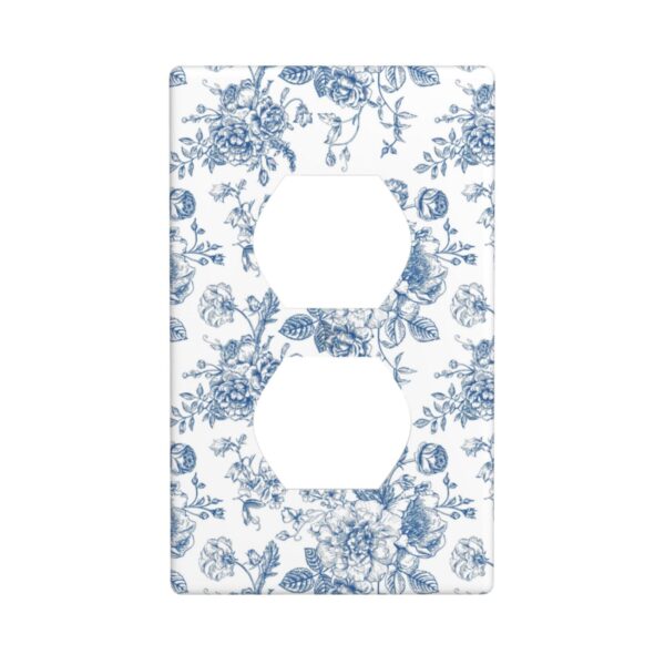 1Pcs Blue Flower Line Art Switch Plates And Outlet Covers  Wall Plate Cover  Light Switch Plate  Unbreakable Polycarbonate Thermoplastic  Decorative switch and socket covers for home kitchen decoration
