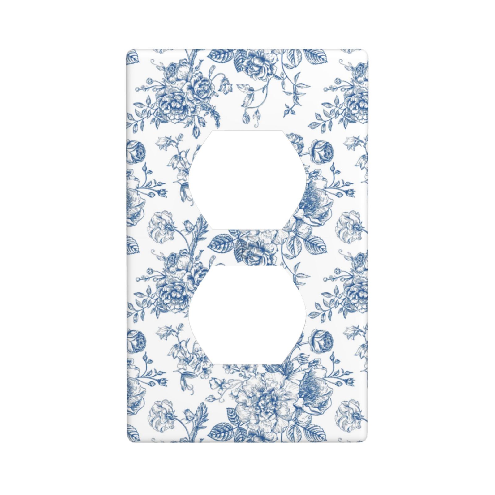 1Pcs Blue Flower Line Art Switch Plates And Outlet Covers Wall Plate Cover Light Switch Plate Unbreakable Polycarbonate Thermoplastic Decorative switch and socket covers for home kitchen decoration