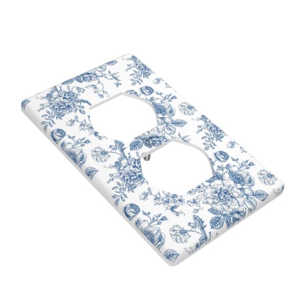 1Pcs Blue Flower Line Art Switch Plates And Outlet Covers  Wall Plate Cover  Light Switch Plate  Unbreakable Polycarbonate Thermoplastic  Decorative switch and socket covers for home kitchen decoration - Image 2