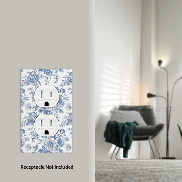 1Pcs Blue Flower Line Art Switch Plates And Outlet Covers  Wall Plate Cover  Light Switch Plate  Unbreakable Polycarbonate Thermoplastic  Decorative switch and socket covers for home kitchen decoration - Image 5