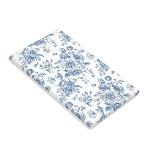 1Pcs Blue Flower Line Art Switch Plates And Outlet Covers  Wall Plate Cover  Light Switch Plate  Unbreakable Polycarbonate Thermoplastic  Decorative switch and socket covers for home kitchen decoration - Image 3