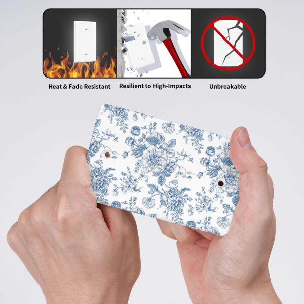 1Pcs Blue Flower Line Art Switch Plates And Outlet Covers  Wall Plate Cover  Light Switch Plate  Unbreakable Polycarbonate Thermoplastic  Decorative switch and socket covers for home kitchen decoration - Image 2