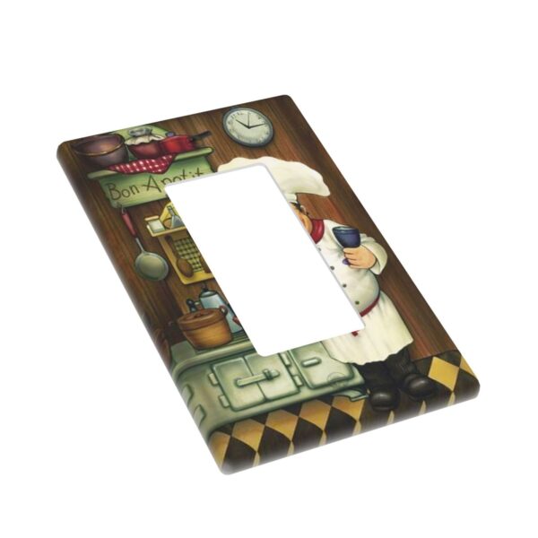 1Pcs Bon Appetit Chef in the Kitchen Switch Plates And Outlet Covers  Wall Plate Cover  Light Switch Plate  Unbreakable Polycarbonate Thermoplastic  Decorative switch and socket covers for home kitchen decoration - Image 2