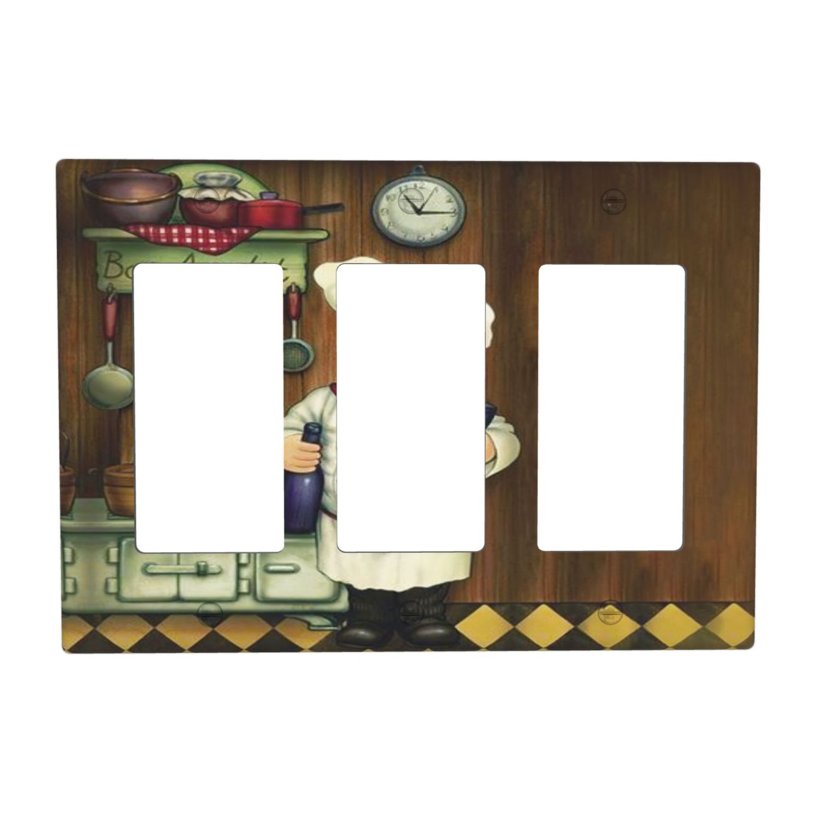 1Pcs Bon Appetit Chef in the Kitchen Switch Plates And Outlet Covers  Wall Plate Cover  Light Switch Plate  Unbreakable Polycarbonate Thermoplastic  Decorative switch and socket covers for home kitchen decoration