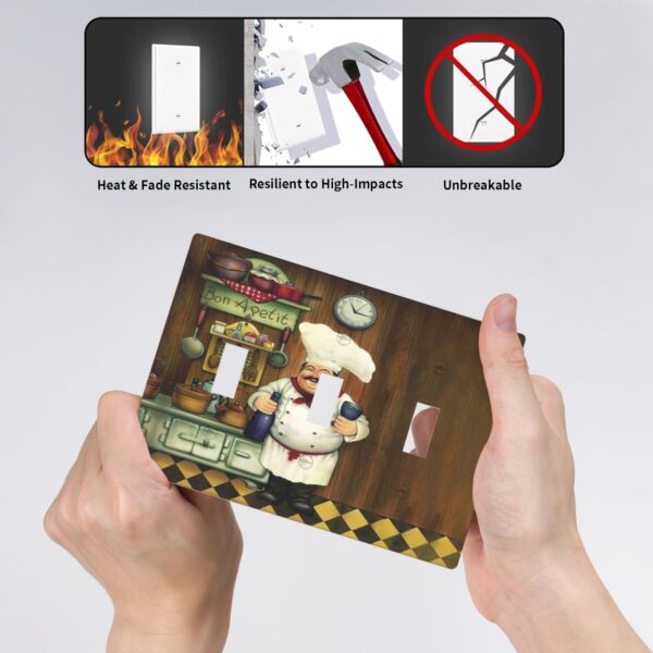 1Pcs Bon Appetit Chef in the Kitchen Switch Plates And Outlet Covers  Wall Plate Cover  Light Switch Plate  Unbreakable Polycarbonate Thermoplastic  Decorative switch and socket covers for home kitchen decoration - Image 6