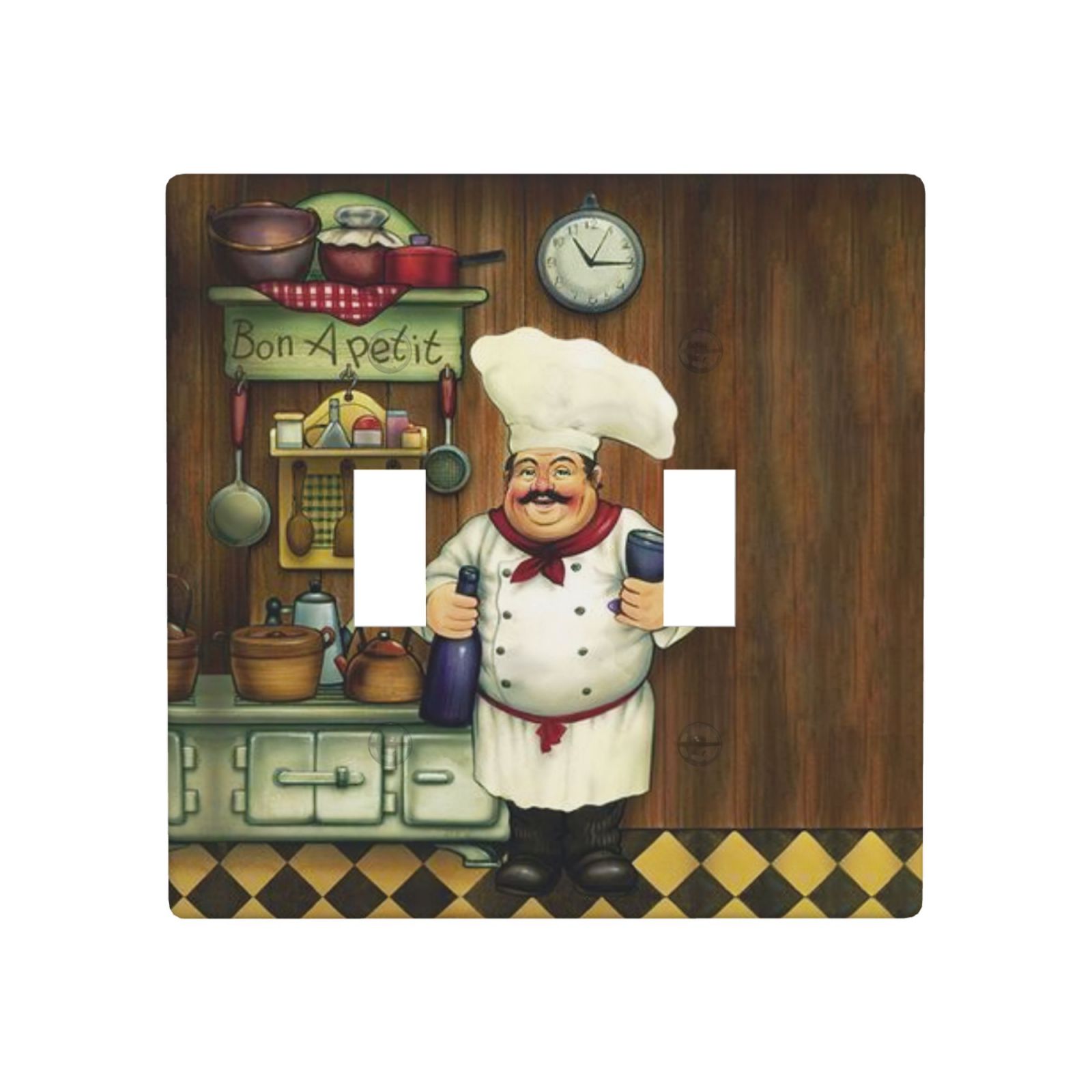 1Pcs Bon Appetit Chef in the Kitchen Switch Plates And Outlet Covers  Wall Plate Cover  Light Switch Plate  Unbreakable Polycarbonate Thermoplastic  Decorative switch and socket covers for home kitchen decoration