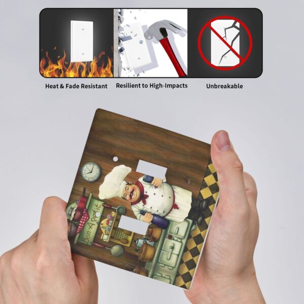 1Pcs Bon Appetit Chef in the Kitchen Switch Plates And Outlet Covers  Wall Plate Cover  Light Switch Plate  Unbreakable Polycarbonate Thermoplastic  Decorative switch and socket covers for home kitchen decoration - Image 4