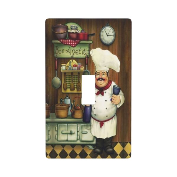 1Pcs Bon Appetit Chef in the Kitchen Switch Plates And Outlet Covers  Wall Plate Cover  Light Switch Plate  Unbreakable Polycarbonate Thermoplastic  Decorative switch and socket covers for home kitchen decoration
