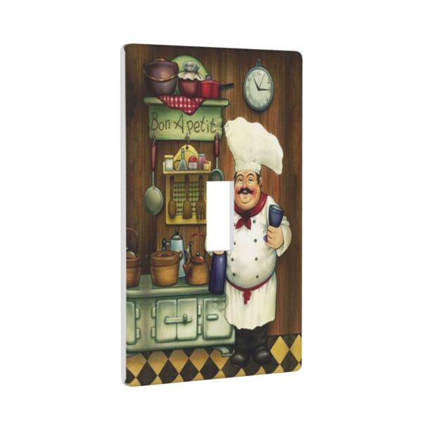 1Pcs Bon Appetit Chef in the Kitchen Switch Plates And Outlet Covers  Wall Plate Cover  Light Switch Plate  Unbreakable Polycarbonate Thermoplastic  Decorative switch and socket covers for home kitchen decoration - Image 2