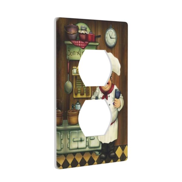 1Pcs Bon Appetit Chef in the Kitchen Switch Plates And Outlet Covers  Wall Plate Cover  Light Switch Plate  Unbreakable Polycarbonate Thermoplastic  Decorative switch and socket covers for home kitchen decoration - Image 2