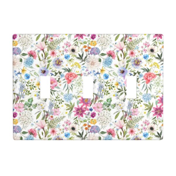 1Pcs Colorful flower style pattern Switch Plates And Outlet Covers  Wall Plate Cover  Light Switch Plate  Unbreakable Polycarbonate Thermoplastic  Decorative switch and socket covers for home kitchen decoration