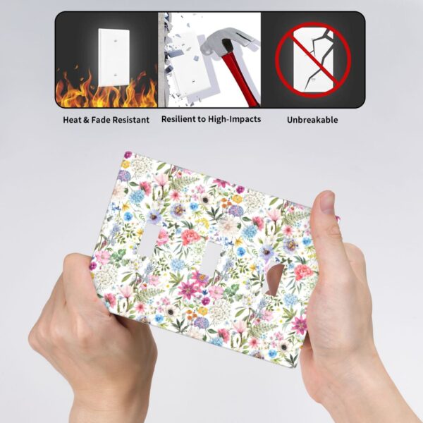 1Pcs Colorful flower style pattern Switch Plates And Outlet Covers  Wall Plate Cover  Light Switch Plate  Unbreakable Polycarbonate Thermoplastic  Decorative switch and socket covers for home kitchen decoration - Image 5