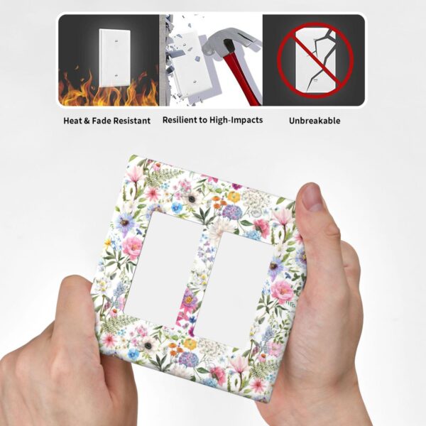 1Pcs Colorful flower style pattern Switch Plates And Outlet Covers  Wall Plate Cover  Light Switch Plate  Unbreakable Polycarbonate Thermoplastic  Decorative switch and socket covers for home kitchen decoration - Image 5