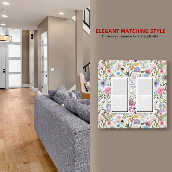 1Pcs Colorful flower style pattern Switch Plates And Outlet Covers  Wall Plate Cover  Light Switch Plate  Unbreakable Polycarbonate Thermoplastic  Decorative switch and socket covers for home kitchen decoration - Image 4