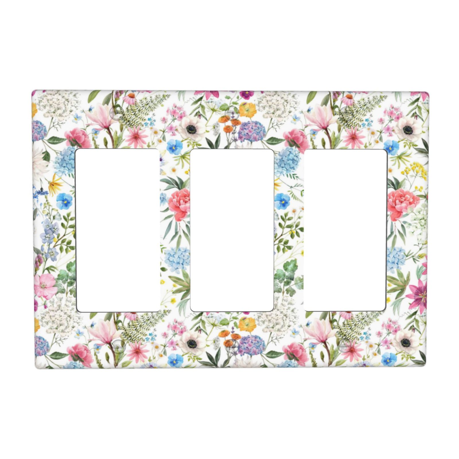 1Pcs Colorful flower style pattern Switch Plates And Outlet Covers  Wall Plate Cover  Light Switch Plate  Unbreakable Polycarbonate Thermoplastic  Decorative switch and socket covers for home kitchen decoration