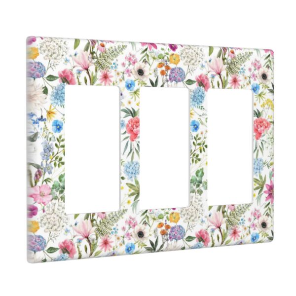 1Pcs Colorful flower style pattern Switch Plates And Outlet Covers  Wall Plate Cover  Light Switch Plate  Unbreakable Polycarbonate Thermoplastic  Decorative switch and socket covers for home kitchen decoration - Image 3