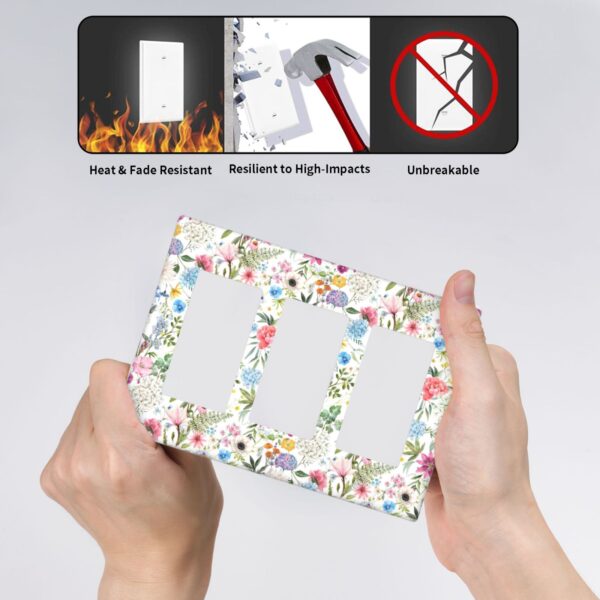 1Pcs Colorful flower style pattern Switch Plates And Outlet Covers  Wall Plate Cover  Light Switch Plate  Unbreakable Polycarbonate Thermoplastic  Decorative switch and socket covers for home kitchen decoration - Image 4