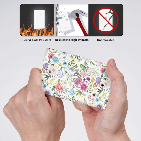 1Pcs Colorful flower style pattern Switch Plates And Outlet Covers  Wall Plate Cover  Light Switch Plate  Unbreakable Polycarbonate Thermoplastic  Decorative switch and socket covers for home kitchen decoration - Image 5