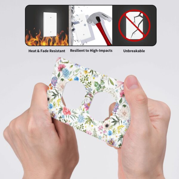 1Pcs Colorful flower style pattern Switch Plates And Outlet Covers  Wall Plate Cover  Light Switch Plate  Unbreakable Polycarbonate Thermoplastic  Decorative switch and socket covers for home kitchen decoration - Image 6