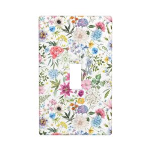 1Pcs Colorful flower style pattern Switch Plates And Outlet Covers  Wall Plate Cover  Light Switch Plate  Unbreakable Polycarbonate Thermoplastic  Decorative switch and socket covers for home kitchen decoration