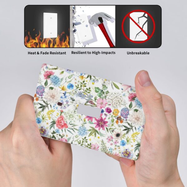 1Pcs Colorful flower style pattern Switch Plates And Outlet Covers  Wall Plate Cover  Light Switch Plate  Unbreakable Polycarbonate Thermoplastic  Decorative switch and socket covers for home kitchen decoration - Image 4