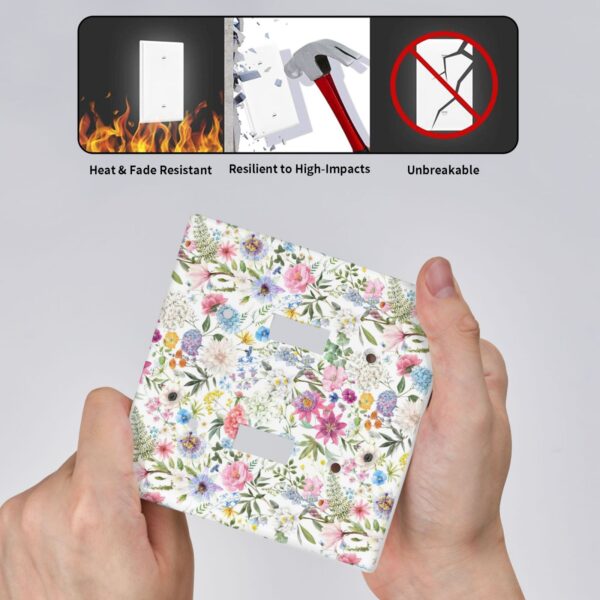 1Pcs Colorful flower style pattern Switch Plates And Outlet Covers  Wall Plate Cover  Light Switch Plate  Unbreakable Polycarbonate Thermoplastic  Decorative switch and socket covers for home kitchen decoration - Image 4