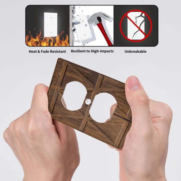 1Pcs Farmhouse Rustic Wooden Switch Plates And Outlet Covers  Wall Plate Cover  Light Switch Plate  Unbreakable Polycarbonate Thermoplastic  Decorative switch and socket covers for home kitchen decoration - Image 6