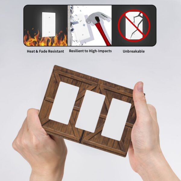 1Pcs Farmhouse Rustic Wooden Switch Plates And Outlet Covers  Wall Plate Cover  Light Switch Plate  Unbreakable Polycarbonate Thermoplastic  Decorative switch and socket covers for home kitchen decoration - Image 4