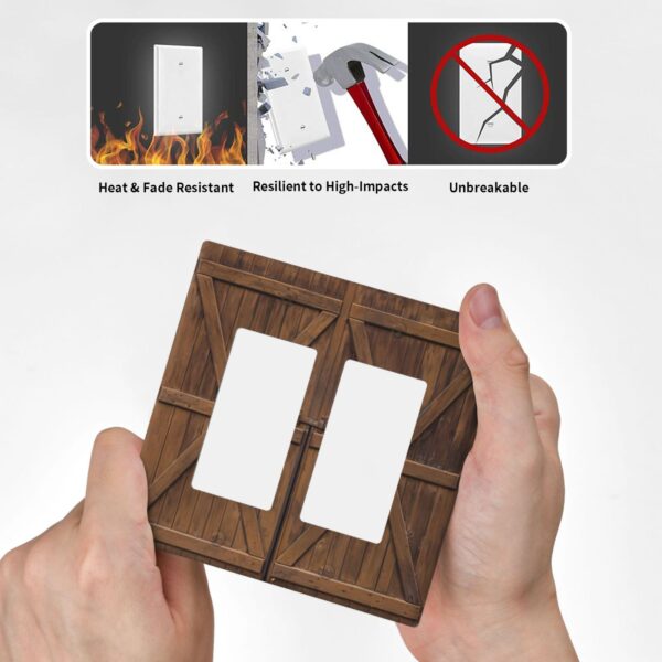 1Pcs Farmhouse Rustic Wooden Switch Plates And Outlet Covers  Wall Plate Cover  Light Switch Plate  Unbreakable Polycarbonate Thermoplastic  Decorative switch and socket covers for home kitchen decoration - Image 4