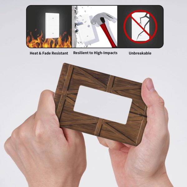 1Pcs Farmhouse Rustic Wooden Switch Plates And Outlet Covers  Wall Plate Cover  Light Switch Plate  Unbreakable Polycarbonate Thermoplastic  Decorative switch and socket covers for home kitchen decoration - Image 4