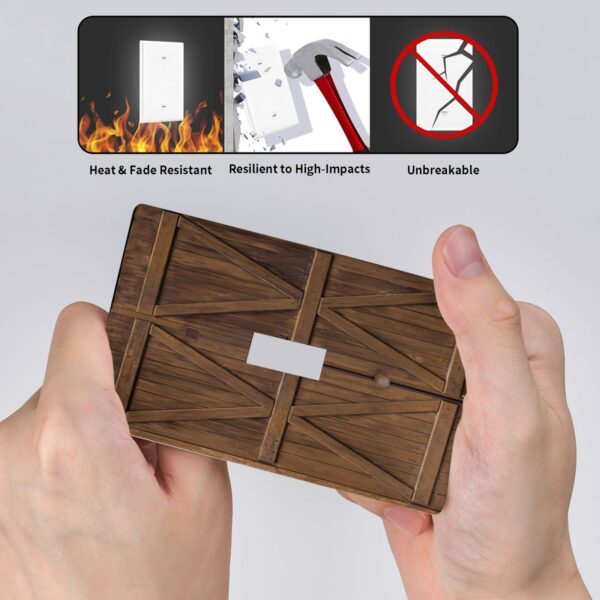 1Pcs Farmhouse Rustic Wooden Switch Plates And Outlet Covers  Wall Plate Cover  Light Switch Plate  Unbreakable Polycarbonate Thermoplastic  Decorative switch and socket covers for home kitchen decoration - Image 4