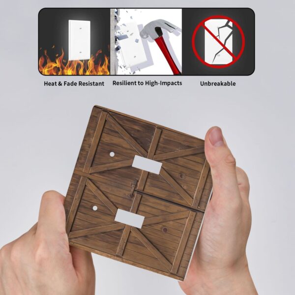 1Pcs Farmhouse Rustic Wooden Switch Plates And Outlet Covers  Wall Plate Cover  Light Switch Plate  Unbreakable Polycarbonate Thermoplastic  Decorative switch and socket covers for home kitchen decoration - Image 4