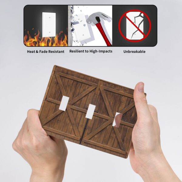 1Pcs Farmhouse Rustic Wooden Switch Plates And Outlet Covers  Wall Plate Cover  Light Switch Plate  Unbreakable Polycarbonate Thermoplastic  Decorative switch and socket covers for home kitchen decoration - Image 4