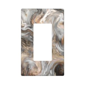1Pcs Grey and Brown Swirl Marble - Granite Print Switch Plates And Outlet Covers  Wall Plate Cover  Light Switch Plate  Unbreakable Polycarbonate Thermoplastic  Decorative switch and socket covers for home kitchen decoration