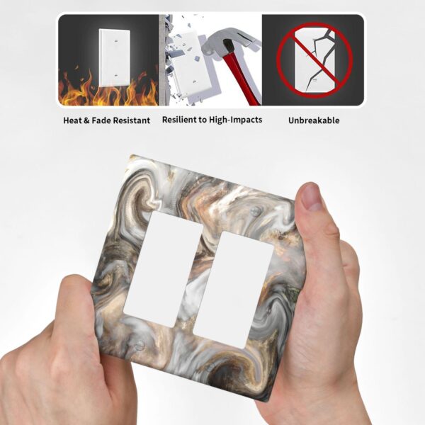 1Pcs Grey and Brown Swirl Marble - Granite Print Switch Plates And Outlet Covers  Wall Plate Cover  Light Switch Plate  Unbreakable Polycarbonate Thermoplastic  Decorative switch and socket covers for home kitchen decoration - Image 6