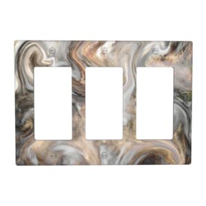 1Pcs Grey and Brown Swirl Marble - Granite Print Switch Plates And Outlet Covers  Wall Plate Cover  Light Switch Plate  Unbreakable Polycarbonate Thermoplastic  Decorative switch and socket covers for home kitchen decoration