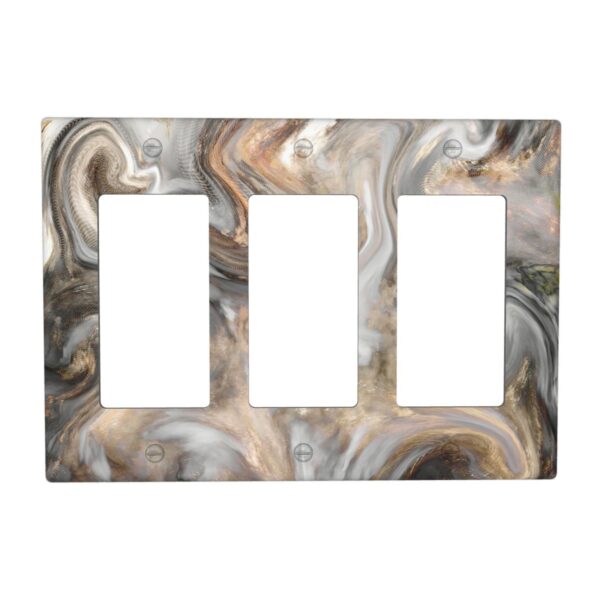 1Pcs Grey and Brown Swirl Marble - Granite Print Switch Plates And Outlet Covers  Wall Plate Cover  Light Switch Plate  Unbreakable Polycarbonate Thermoplastic  Decorative switch and socket covers for home kitchen decoration