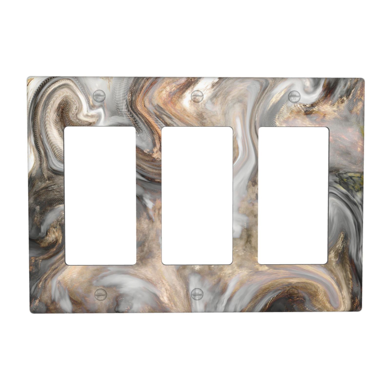 1Pcs Grey and Brown Swirl Marble – Granite Print Switch Plates And Outlet Covers Wall Plate Cover Light Switch Plate Unbreakable Polycarbonate Thermoplastic Decorative switch and socket covers for home kitchen decoration