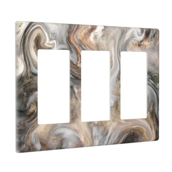 1Pcs Grey and Brown Swirl Marble - Granite Print Switch Plates And Outlet Covers  Wall Plate Cover  Light Switch Plate  Unbreakable Polycarbonate Thermoplastic  Decorative switch and socket covers for home kitchen decoration - Image 2