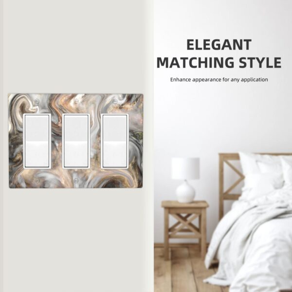 1Pcs Grey and Brown Swirl Marble - Granite Print Switch Plates And Outlet Covers  Wall Plate Cover  Light Switch Plate  Unbreakable Polycarbonate Thermoplastic  Decorative switch and socket covers for home kitchen decoration - Image 5
