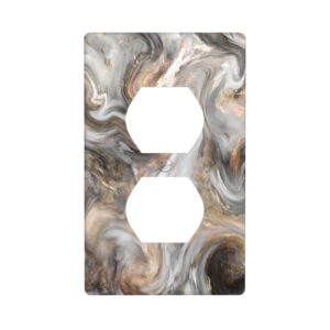 1Pcs Grey and Brown Swirl Marble - Granite Print Switch Plates And Outlet Covers  Wall Plate Cover  Light Switch Plate  Unbreakable Polycarbonate Thermoplastic  Decorative switch and socket covers for home kitchen decoration
