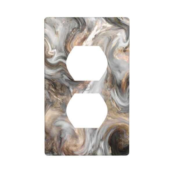 1Pcs Grey and Brown Swirl Marble - Granite Print Switch Plates And Outlet Covers  Wall Plate Cover  Light Switch Plate  Unbreakable Polycarbonate Thermoplastic  Decorative switch and socket covers for home kitchen decoration