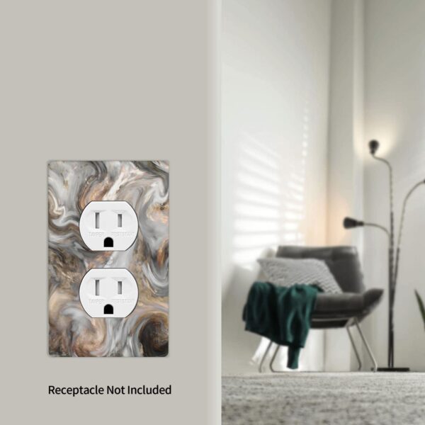 1Pcs Grey and Brown Swirl Marble - Granite Print Switch Plates And Outlet Covers  Wall Plate Cover  Light Switch Plate  Unbreakable Polycarbonate Thermoplastic  Decorative switch and socket covers for home kitchen decoration - Image 5