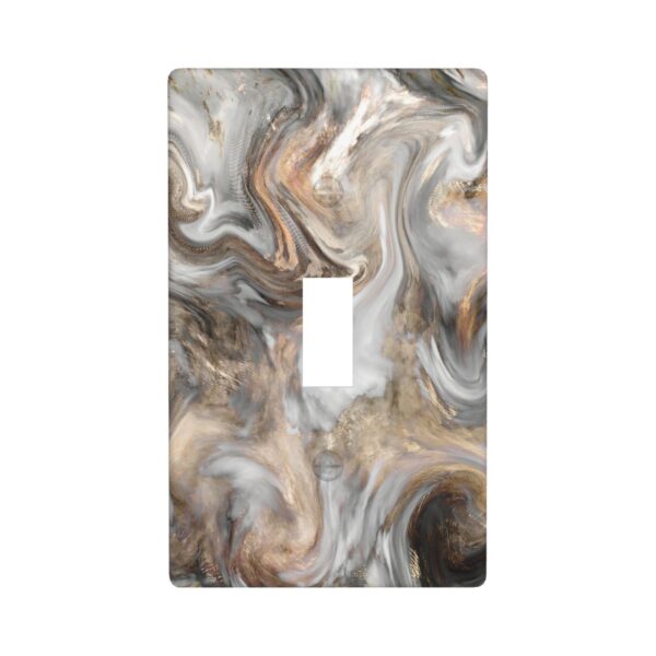 1Pcs Grey and Brown Swirl Marble - Granite Print Switch Plates And Outlet Covers  Wall Plate Cover  Light Switch Plate  Unbreakable Polycarbonate Thermoplastic  Decorative switch and socket covers for home kitchen decoration