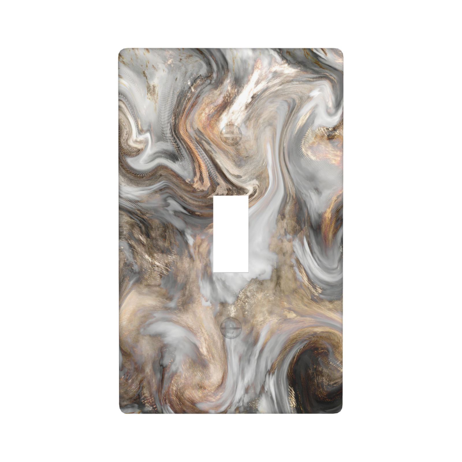1Pcs Grey and Brown Swirl Marble – Granite Print Switch Plates And Outlet Covers Wall Plate Cover Light Switch Plate Unbreakable Polycarbonate Thermoplastic Decorative switch and socket covers for home kitchen decoration