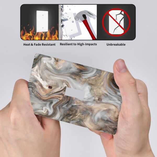 1Pcs Grey and Brown Swirl Marble - Granite Print Switch Plates And Outlet Covers  Wall Plate Cover  Light Switch Plate  Unbreakable Polycarbonate Thermoplastic  Decorative switch and socket covers for home kitchen decoration - Image 5